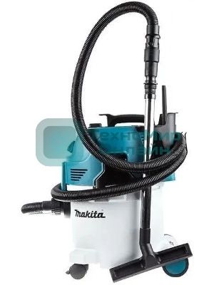 Строительный пылесос Makita VC3012L синий, 1200 Вт, уборка сухая/влажная, пылесборник мешок/контейнер, 30 л