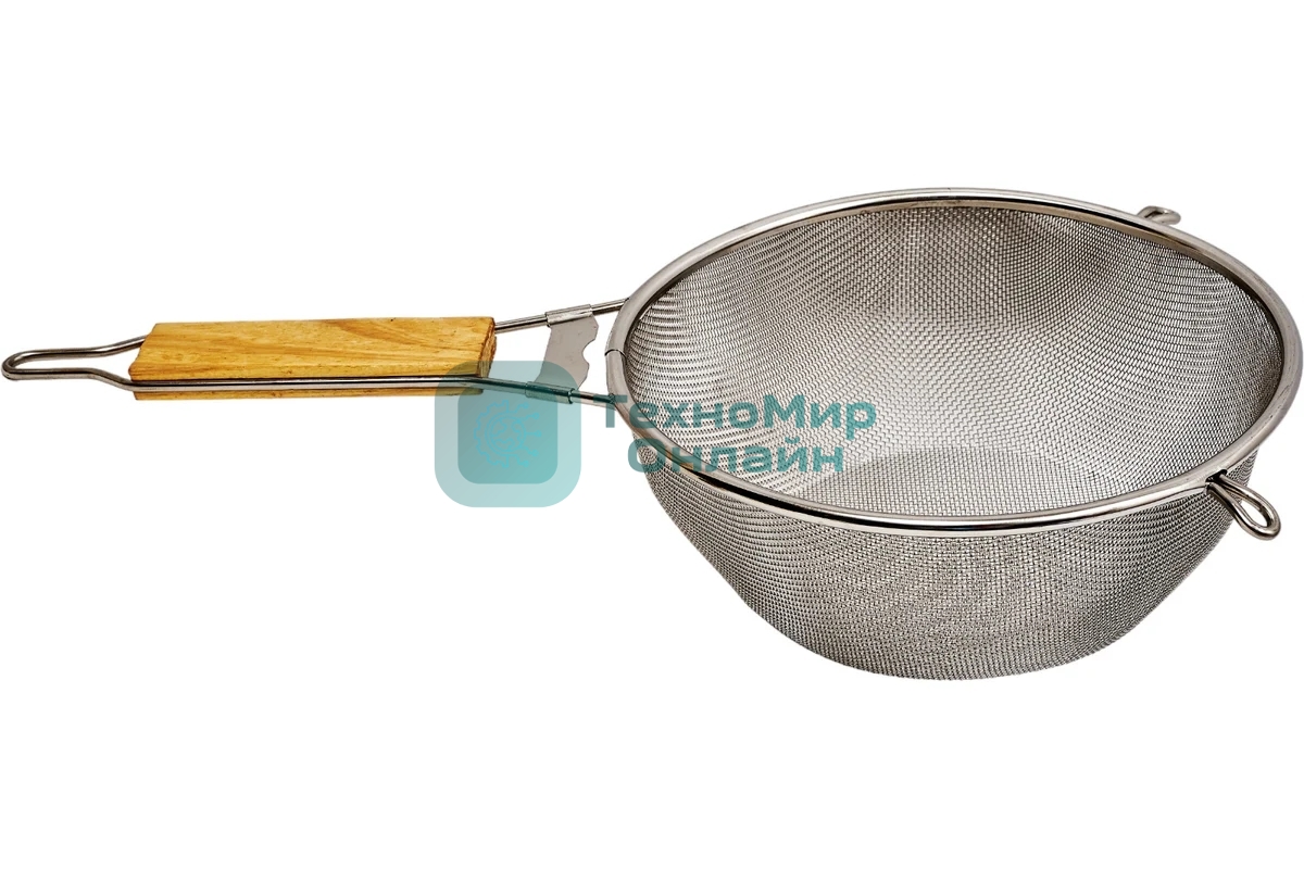 Дуршлаг с деревянной ручкой LARA LR03-50 эбеновое дерево, полированная нержавеющая сталь