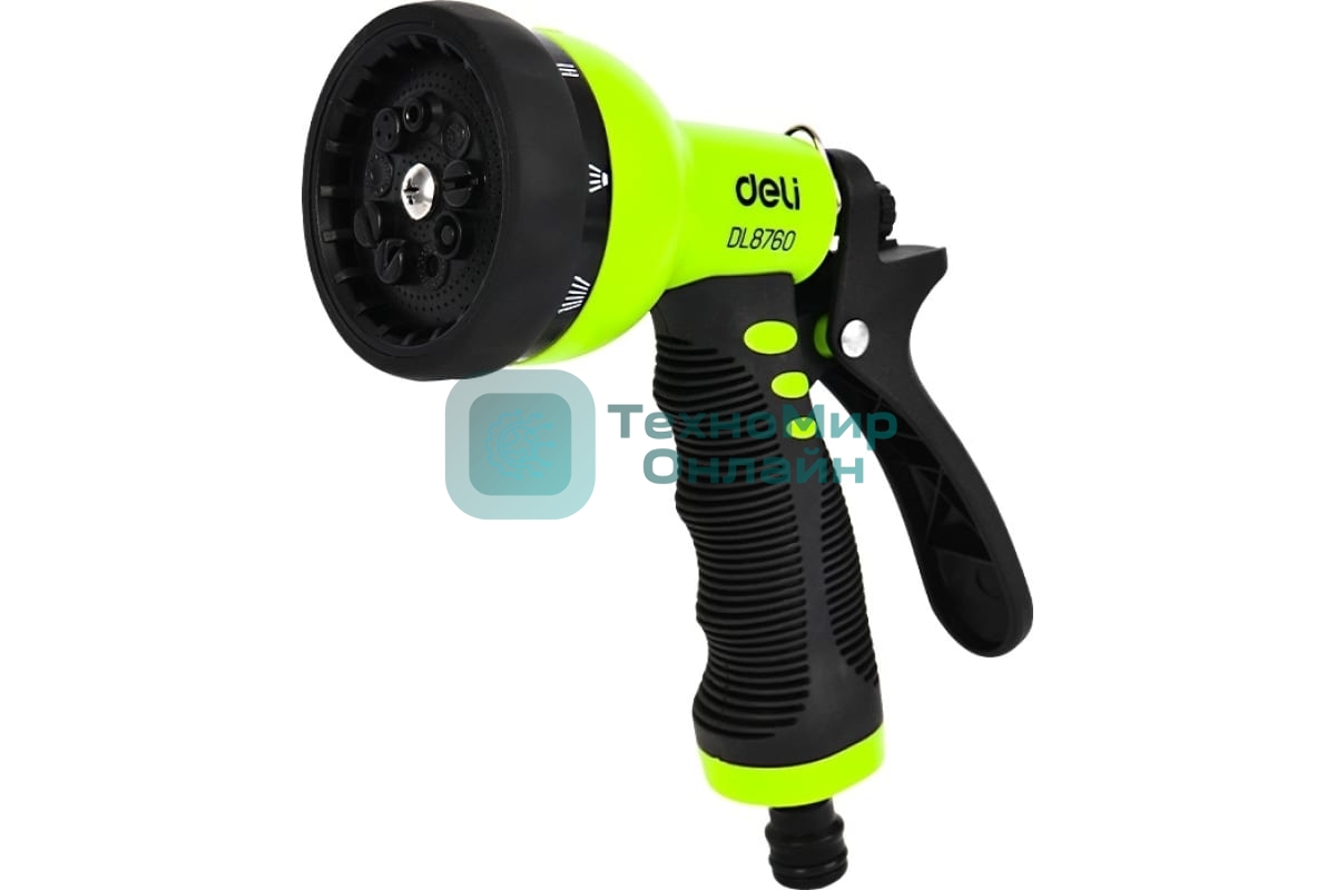 Пистолет-распылитель поливочный Deli DL8760 9 режимов распыления, диаметр шланга 3/4