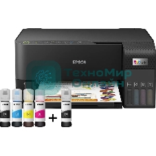 МФУ струйное Epson L3550 (C11CK59405), A4, цветной, печ. до 15 стр/мин. (ч/б) до 8 стр/мин. (цвет), скан. до 11 стр/мин. (ч/б) 28 стр/мин. (цвет), 4800 x 1200 dpi (печать) 1200x2400dpi (скан.), USB, Wi-Fi, Air Print