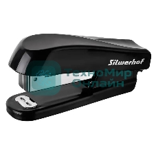 Степлер Silwerhof 401077-01 24/6 (20 листов) черный, 50 скоб, пластик закрытый, коробка