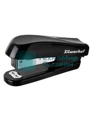 Степлер Silwerhof 401077-01 24/6 (20 листов) черный, 50 скоб, пластик закрытый, коробка