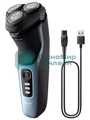 Электробритва Philips S3243/12 черный/голубой