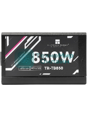Блок питания Thermalright, 850W 80+ Bronze (ATX, 3.0, PCIe 5.0, Full modular, 1x24(20+4)pin, 2xCPU 8(4+4)pin, 4xPCIe*2 8(6+2)pin, 3xSATA3, 1x12+4pin (12VHPWR PCIe 5.0 12+4pin 600mm), 3xMOLEX4pin, Active, 120x120мм, 150x140x86mm, APFC, black)