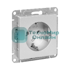 Механизм розетки EKF UP1-SOA-110 16А, с заземлением, без шторок, алюминий Эпика