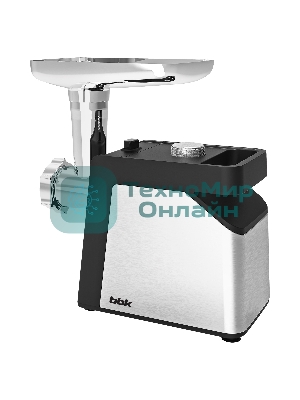 Мясорубка электрическая BBK MG2010 металлик/черный, 2000 Вт, 2.0 кг/мин, реверс, защита от перегрузки, металлический лоток, насадки - 4