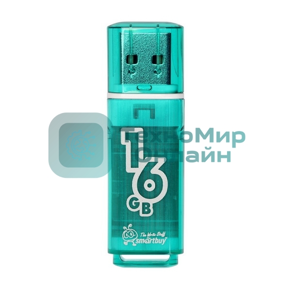 Флешка USB Smartbuy Glossy series Green (SB16GBGS-G), 16Gb, USB 2.0, R/W 25/15, зеленый