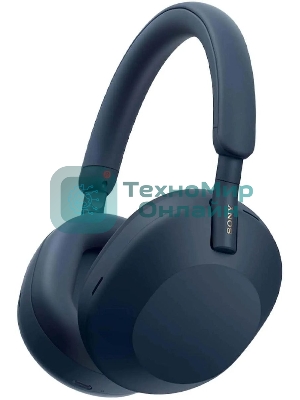 Беспроводные/проводные наушники Sony WH-1000XM5 синий, полноразмерные, Bluetooth + проводной, активное шумоподавление, до 30 ч
