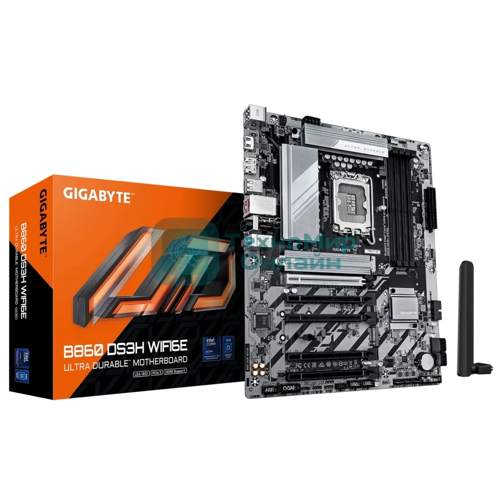 Материнская плата Gigabyte B860 DS3H WIFI6E Soc-1851 Intel B860 4xDDR5 ATX AC`97 8ch(7.1) 2.5Gg RAID+HDMI+DP
