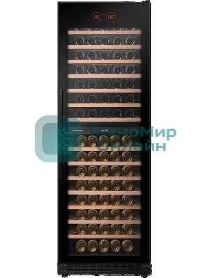 Винный шкаф встраиваемый Maunfeld MBWC-415D171, вместимость: 171 бутылок, черный