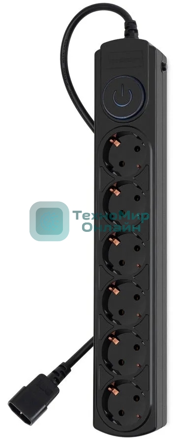 Сетевой фильтр Ippon BK-6-UPS-1.8-10-B 1.8 м, 6 розеток, черный, коробка