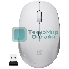 Мышь беспроводная Defender Auris MB-027 белый, 1600 dpi, радиоканал, USB, кнопки - 4