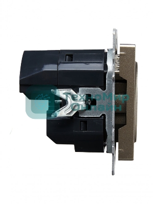 Розетка 1-местная IEK BRITE РЮш10-2-БрШ (BR-R14-16-U21-D31-K37) с заземлением, с защитными шторками, 16А, с USB A+A 5В 3,1А, шампань