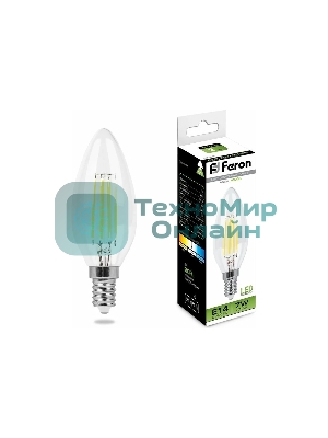 Лампа светодиодная Feron LB-66 7Вт Е14 белый свеча FILAMENT