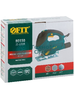 Лобзик Fit 80350, 600Вт, 0-3000 ход/мин, БзП, маятник, 65 мм, рез. накл., коробка