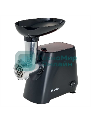 Мясорубка электрическая DELTA DL-6106M черный, 2000 Вт, 1.8 кг/мин, реверс, защита от перегрузки, насадки - 5