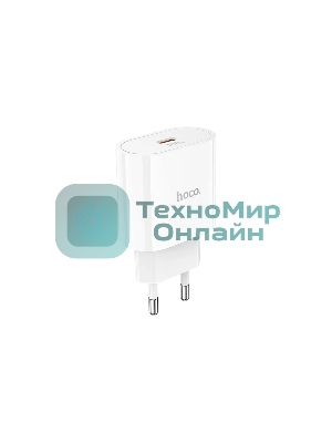 Блок питания (сетевой адаптер) HOCO C94A Metro 1xUSB-C с кабелем Type-C-Type-C, 3.0A, 20W, белый