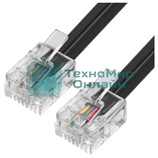 Патч-корд телефонный ExeGate TC4P4C-2M (шнур для телефонной трубки, витой, RJ-10 (4P-4C), 2м, черный)