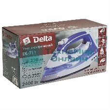 Утюг Delta DL-711 белый с фиолетовым, 2400 Вт, 20 г/мин, 120 г/мин, 250 мл