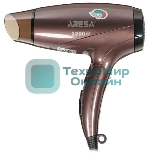 Фен ARESA AR-3214 коричневый/черный, 1250 Вт, компактный