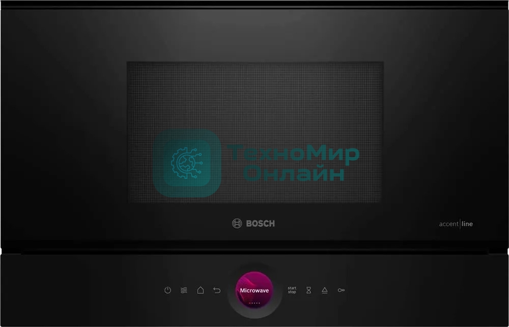 Микроволновая печь встраиваемая Bosch BFR9221B1 черный, 21 л, 900 Вт, переключатели - поворотный механизм/сенсор