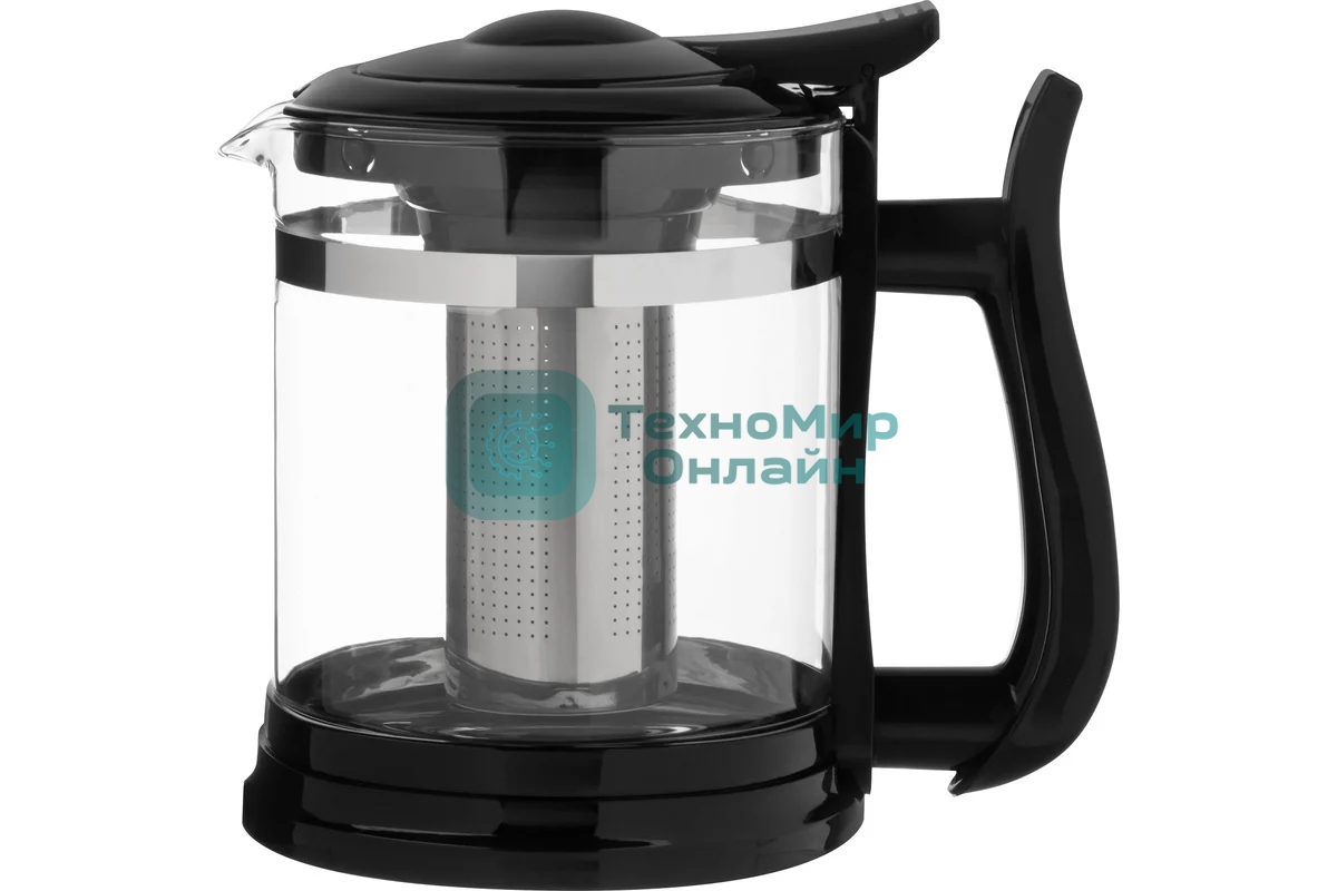 Чайник заварочный MALLONY Fabriano, объем 1,6 л, стеклянный, ручка/крышка/дно из полипропилена, черный (910130)