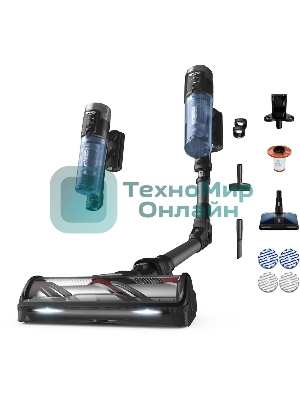 Пылесос вертикальный Tefal X-Force Flex TY9LC1WO серый/синий, питание от аккумулятора, 150 Вт, уборка сухая, пылесборник 0.65 л