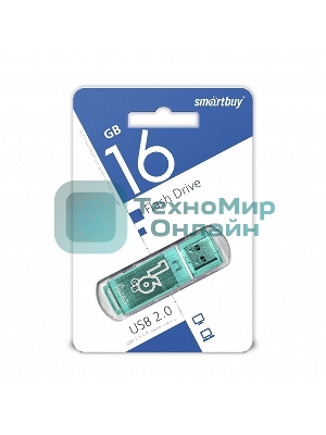 Флешка USB Smartbuy Glossy series Green (SB16GBGS-G), 16Gb, USB 2.0, R/W 25/15, зеленый