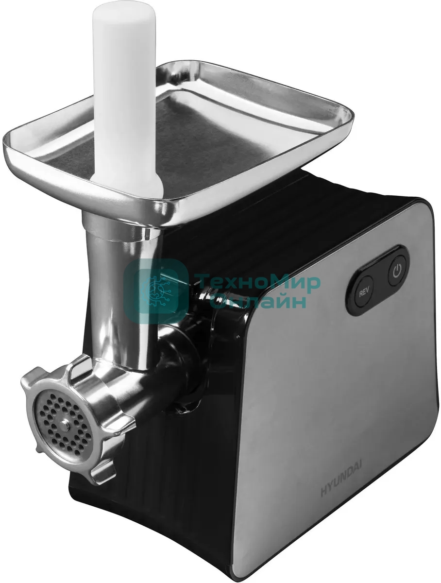 Мясорубка электрическая Hyundai HY-MG2322 серый, 1200 Вт, 2.2 кг/мин, реверс, защита от перегрузки, насадки - 5