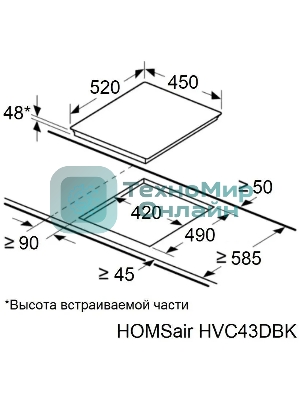 Электрическая варочная панель HOMSair HVC43DBK Hi-Light, независимая, черный