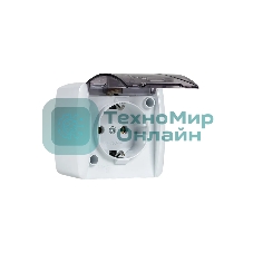 Розетка EKF EQR16-029-30-54-T PROxima Владивосток 1-местная 16А с заземлением с прозрачной крышкой IP54