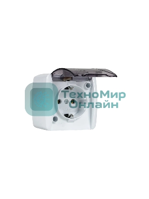 Розетка EKF EQR16-029-30-54-T PROxima Владивосток 1-местная 16А с заземлением с прозрачной крышкой IP54