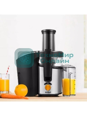 Соковыжималка центробежная Kitfort КТ-1138 800Вт рез.сок.:1000мл. черный/нержавеющая сталь