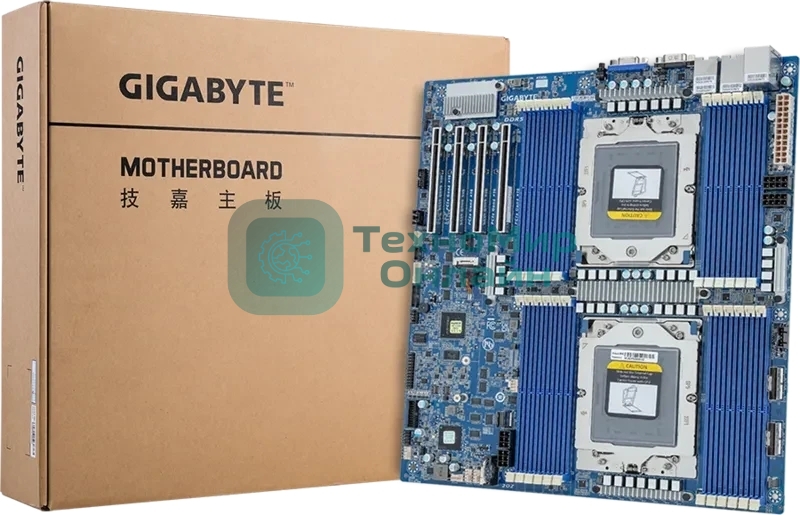 Серверная материнская плата Gigabyte MZ73-LM1, 2xSP5, AMD EPYC 9004/9005, 24xDDR5 RDIMM (до 4096 ГБ, 4800 МГц), 3xSlimSAS, 4xPCIe 4.0 x16, 1xM.2 22110, 2x10Gb LAN, 1xGb LAN (IPMI), 2xUSB-A 5Gbps, 1xVGA, 1xCOM, EATX