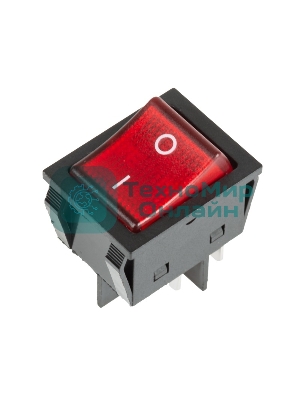 Выключатель клавишный Rexant 250V 30А (4с) ON-OFF красный с подсветкой