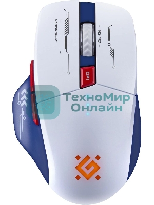 Мышь беспроводная Defender Tisa GM-126 белый/синий, 1600 dpi, радиоканал, Bluetooth, USB, кнопки - 6