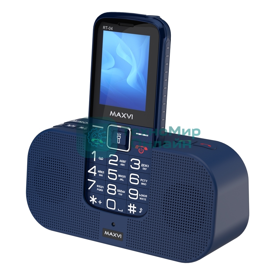 Мобильный телефон Maxvi RT-04 + док-станция, синий