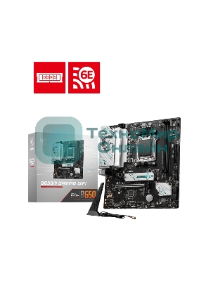 Материнская плата MSI B650M GAMING WIFI, AM5, AMD B650, 2xDDR5, 4xSATA, 2xM.2, 1xPCIe 4.0 x16, 1xPCIe 3.0 x1, 1xDP, 1xHDMI, 1x2.5Gb LAN, Wi-Fi 6E, Bluetooth 5.3, 1xUSB-C 5Gbps, 3xUSB-A 5Gbps, 2xUSB-A 2.0, 1xS/PDIF, 5x3.5 мм, 7.1, mATX