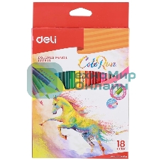 Карандаши цветные Deli EC00310 ColoRun, тополь, 18 цветов, коробка с европодвесом
