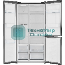 Холодильник Zugel ZRTD459XB черный трехкамерный 186/167л морозилка сбоку, No Frost, Side by Side