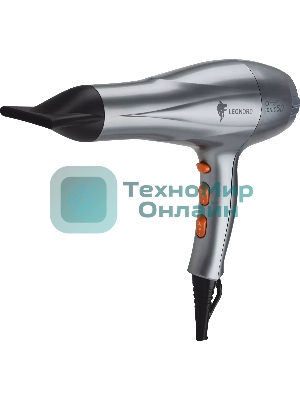 Фен LEONORD LE-1209PRO серебристый/оранжевый, 2300 Вт, ионизация