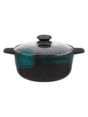 Кастрюля Maunfeld GALAXITE MF24GLX01CR 24 см, 4 л из литого алюминия со стеклянной крышкой