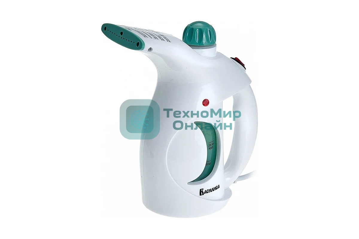 Отпариватель ВАСИЛИСА ВА-2809 белый с зеленым, 750 Вт, 15 г/мин, 200 мл