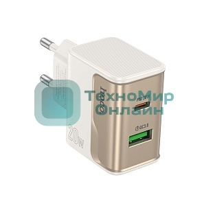 Сетевое зарядное устройство HOCO CS71A 1USB+1Type-C 3.0A PD20W+QC3.0 белый