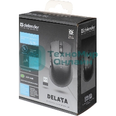 Мышь беспроводная Defender Delata GM-082 черный, 12000 dpi, радиоканал, Bluetooth, USB, кнопки - 6
