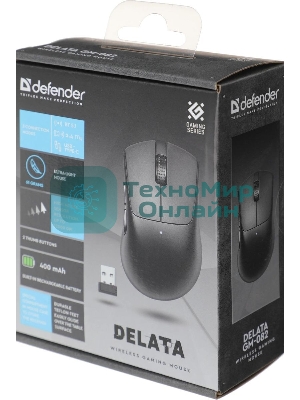 Мышь беспроводная Defender Delata GM-082 черный, 12000 dpi, радиоканал, Bluetooth, USB, кнопки - 6