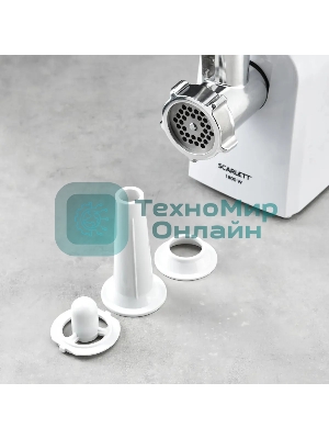 Мясорубка электрическая Scarlett SC-MG45M20 белый, 1800 Вт, 2.0 кг/мин, реверс, защита от перегрузки, насадки - 6