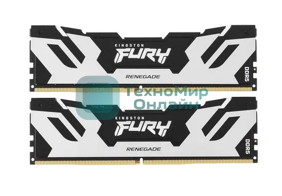 Оперативная память Kingston Fury Renegade, DDR5, 96Gb (2x48GB), 6000MHz, CL32, DIMM, с радиаторами, серебристый/черный