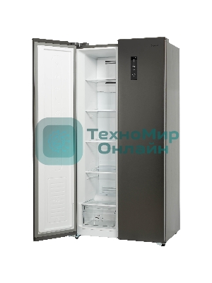 Холодильник Бирюса SBS 400 DI нержавеющая сталь двухкамерный 232/168 л морозилка слева, NoFrost, Side-by-side