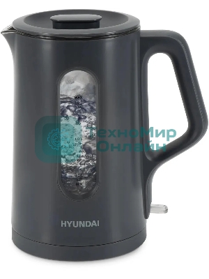 Чайник электрический Hyundai HYK-G4508 1.5л. 1700Вт серый/прозрачный корпус: стекло